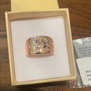 New w/ tag Bomb Party Rose Gold Geometric Ring with Clear Stones size 7